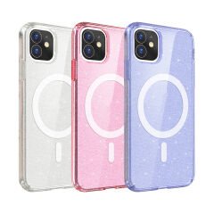 iPhone 11 Kılıf Magsafe Şarj Özellikli Parlayan Simli Saydam Renkli Allstar Kapak