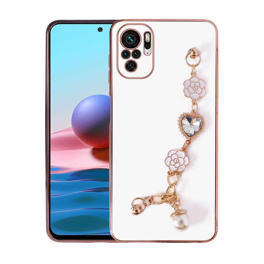 Xiaomi Poco M5S Kılıf El Tutamaçlı Kamera Korumalı Taka Silikon Kapak Beyaz