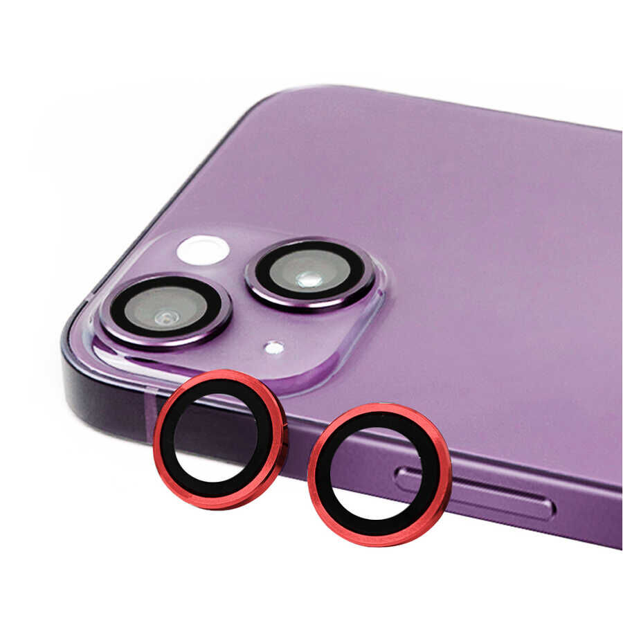 iPhone 14 CL-07 Kamera Lens Koruyucu Kırmızı
