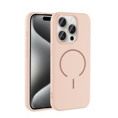 iPhone 15 Pro Max Kılıf Meta Lansman M-Safe Kamera Korumalı içi Kadife Yumuşak Renkli Süet Silikon