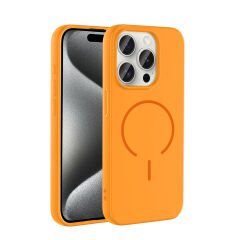 iPhone 15 Pro Max Kılıf Meta Lansman M-Safe Kamera Korumalı içi Kadife Yumuşak Renkli Süet Silikon