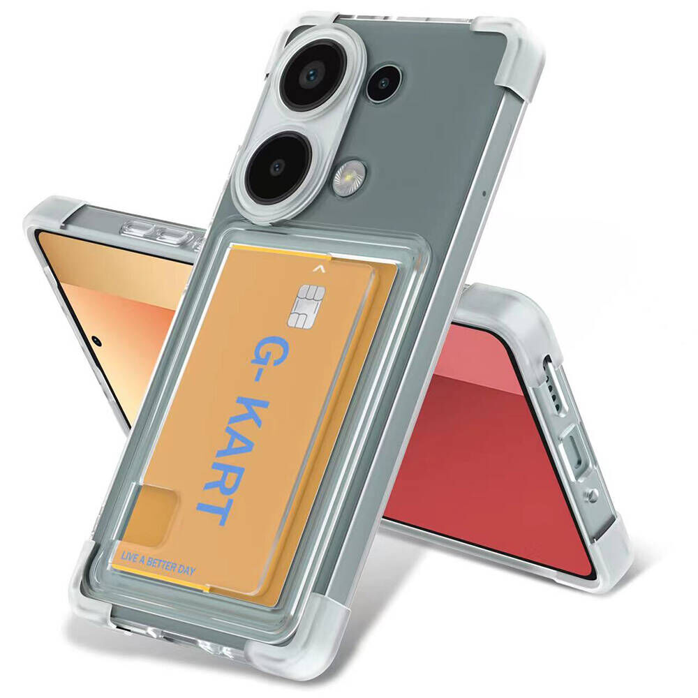 Xiaomi Redmi Note 13 4G Kılıf Airbag Tasarımlı Şeffaf Kartlıklı G-Kart Kapak Şeffaf