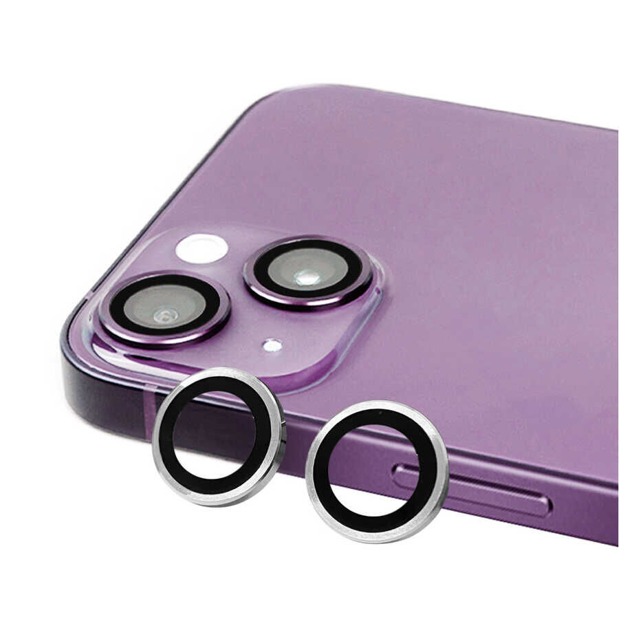 iPhone 14 CL-07 Kamera Lens Koruyucu Gümüş