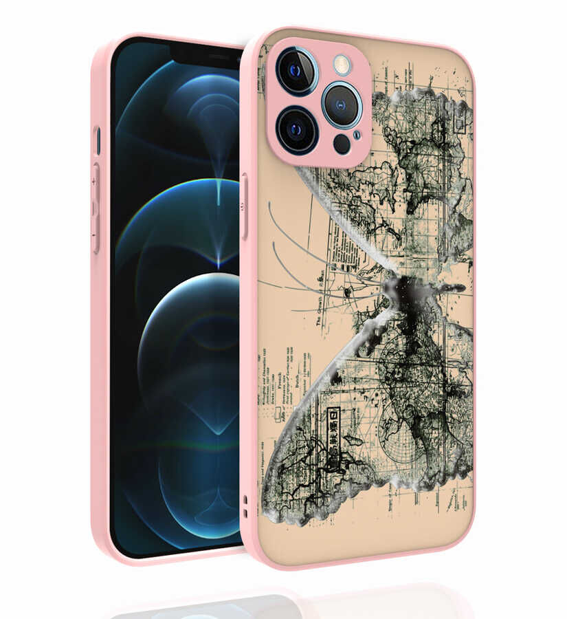 iPhone 12 Pro Max Kılıf Desenli Kamera Korumalı Parlak Nora Kapak