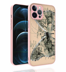 iPhone 12 Pro Max Kılıf Desenli Kamera Korumalı Parlak Nora Kapak