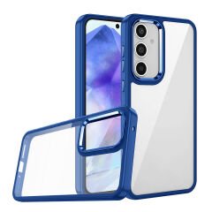 Samsung Galaxy A15 Kılıf Kamera Çıkıntılı Arkası Şeffaf Köşeleri Parlak Renkli Işlemeli Flora Kapak