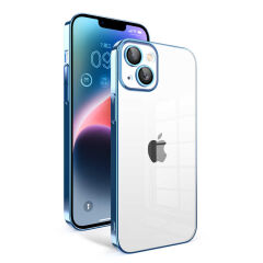 iPhone 14 Plus Kılıf Kamera Korumalı Renkli Çerçeveli Garaj Kapak Kırmızı