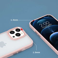 iPhone 14 Kılıf Renkli Silikon Kenarlı Krom Kapak