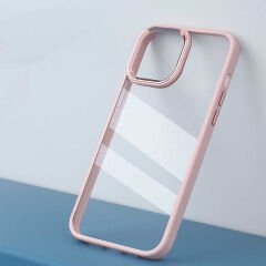 iPhone 14 Kılıf Renkli Silikon Kenarlı Krom Kapak