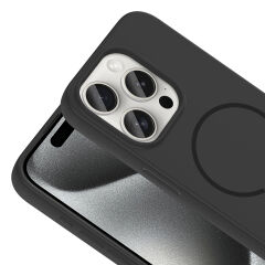 iPhone 15 Pro Kılıf Meta Lansman M-Safe Kamera Korumalı içi Kadife Yumuşak Renkli Süet Silikon