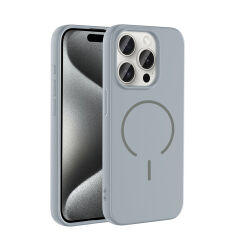 iPhone 15 Pro Kılıf Meta Lansman M-Safe Kamera Korumalı içi Kadife Yumuşak Renkli Süet Silikon