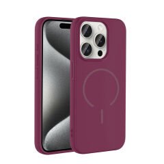 iPhone 15 Pro Kılıf Meta Lansman M-Safe Kamera Korumalı içi Kadife Yumuşak Renkli Süet Silikon