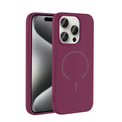 iPhone 15 Pro Kılıf Meta Lansman M-Safe Kamera Korumalı içi Kadife Yumuşak Renkli Süet Silikon