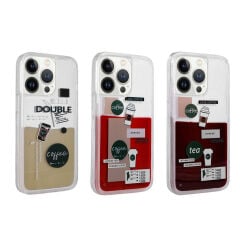 iPhone 12 Pro Max Kılıf Desenli Sıvılı Drink Silikon Kapak