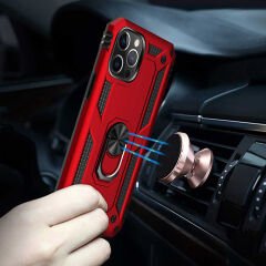 iPhone 12 Pro Kılıf Vega Tank Sert Yüzüklü Standlı Zırh Koruma Kapak