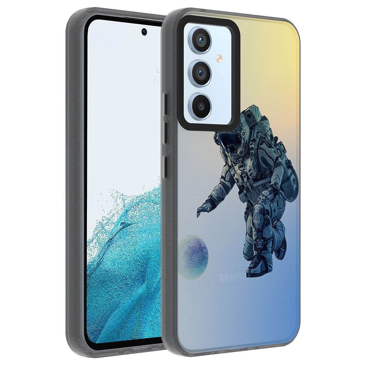 Samsung Galaxy A54 Kılıf Desenli Dragon Sert Kapak Kılıf Astronot