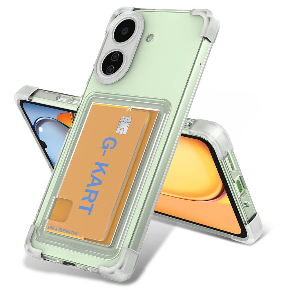 Xiaomi Redmi 13C Kılıf Airbag Tasarımlı Şeffaf Kartlıklı G-Kart Kapak Renksiz