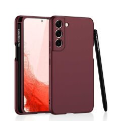 Samsung Galaxy S22 Plus Kılıf Kalemli Kıpta Kapak Mürdüm