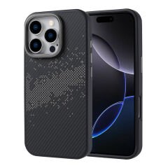 iPhone 16 Pro Kılıf Magsafe Şarj Özellikli Karbon Fiber Tasarımlı Vave Kapak
