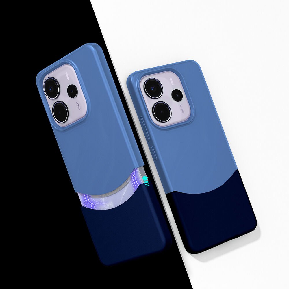 Xiaomi Redmi Note 14 4G Kılıf Mıknatıslı Duble Kapak Lacivert