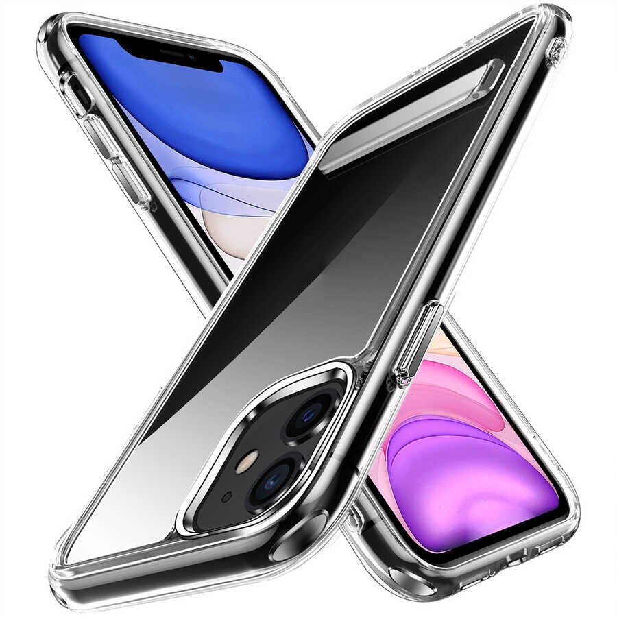 iPhone 11 Kılıf Standlı Şeffaf Silikon L-Stand Kapak Renksiz