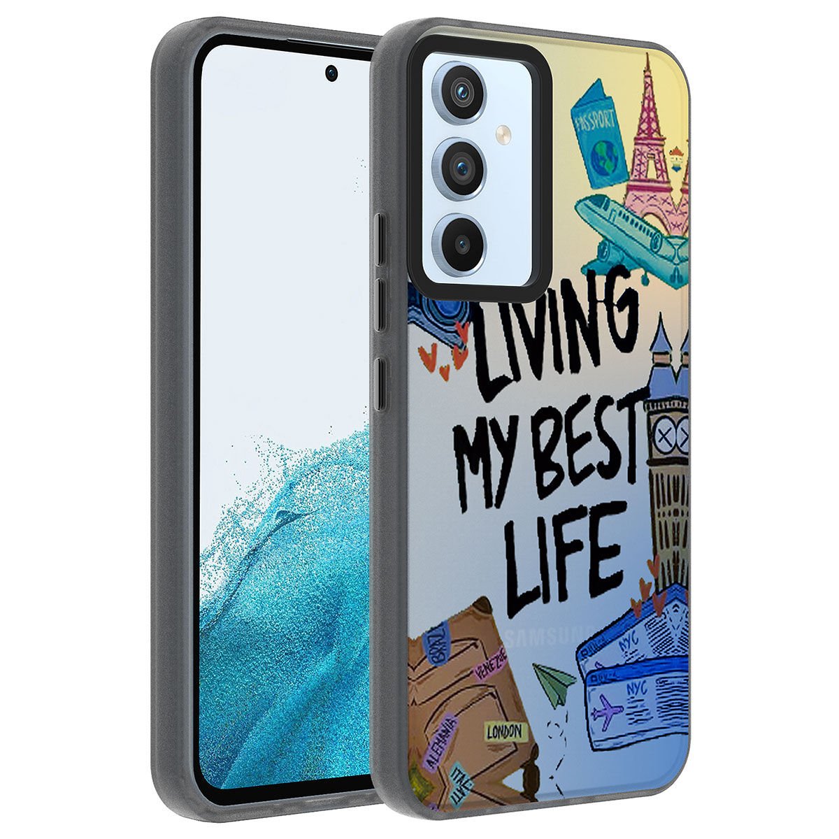 Samsung Galaxy A54 Kılıf Desenli Dragon Sert Kapak Kılıf Seyahat