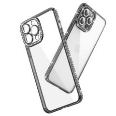 iPhone 12 Pro Kılıf Kamera Korumalı Taşlı Mina Kapak