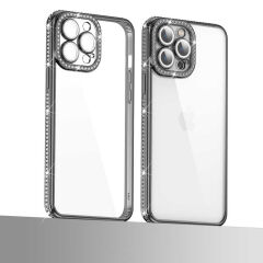 iPhone 12 Pro Kılıf Kamera Korumalı Taşlı Mina Kapak