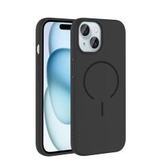 iPhone 15 Kılıf Meta Lansman M-Safe Kamera Korumalı içi Kadife Yumuşak Renkli Süet Silikon Mürdüm