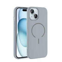iPhone 15 Kılıf Meta Lansman M-Safe Kamera Korumalı içi Kadife Yumuşak Renkli Süet Silikon Mürdüm