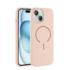 iPhone 15 Kılıf Meta Lansman M-Safe Kamera Korumalı içi Kadife Yumuşak Renkli Süet Silikon Mürdüm