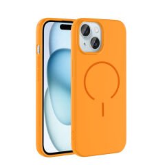 iPhone 15 Kılıf Meta Lansman M-Safe Kamera Korumalı içi Kadife Yumuşak Renkli Süet Silikon Mürdüm
