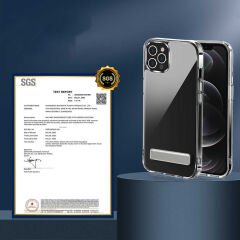 iPhone 12 Pro Max Kılıf Standlı Şeffaf Silikon L-Stand Kapak