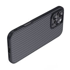 iPhone 16 Pro Max Kılıf Magsafe Şarj Özellikli Karbon Fiber Tasarımlı Elnino Kapak