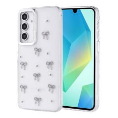 Samsung Galaxy A16 Kılıf Airbag Tasarımlı Simli Şeffaf Kutup Kapak