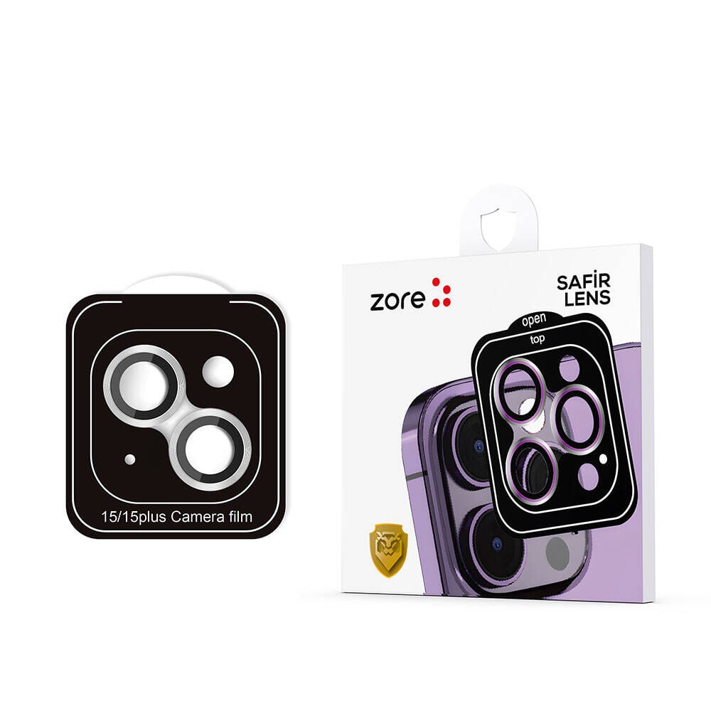 iPhone 15 CL-11 Safir Kamera Lens Koruyucu Gümüş