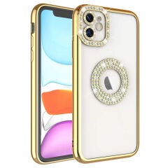 iPhone 11 Kılıf Kamera Korumalı Taş Süslemeli Arkası Şeffaf Asya Kapak