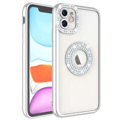iPhone 11 Kılıf Kamera Korumalı Taş Süslemeli Arkası Şeffaf Asya Kapak
