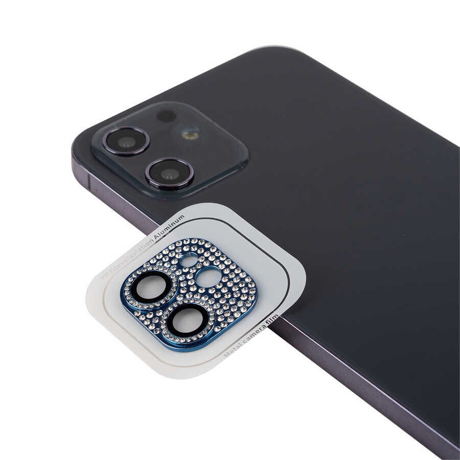 iPhone 12 CL-08 Kamera Lens Koruyucu Mavi