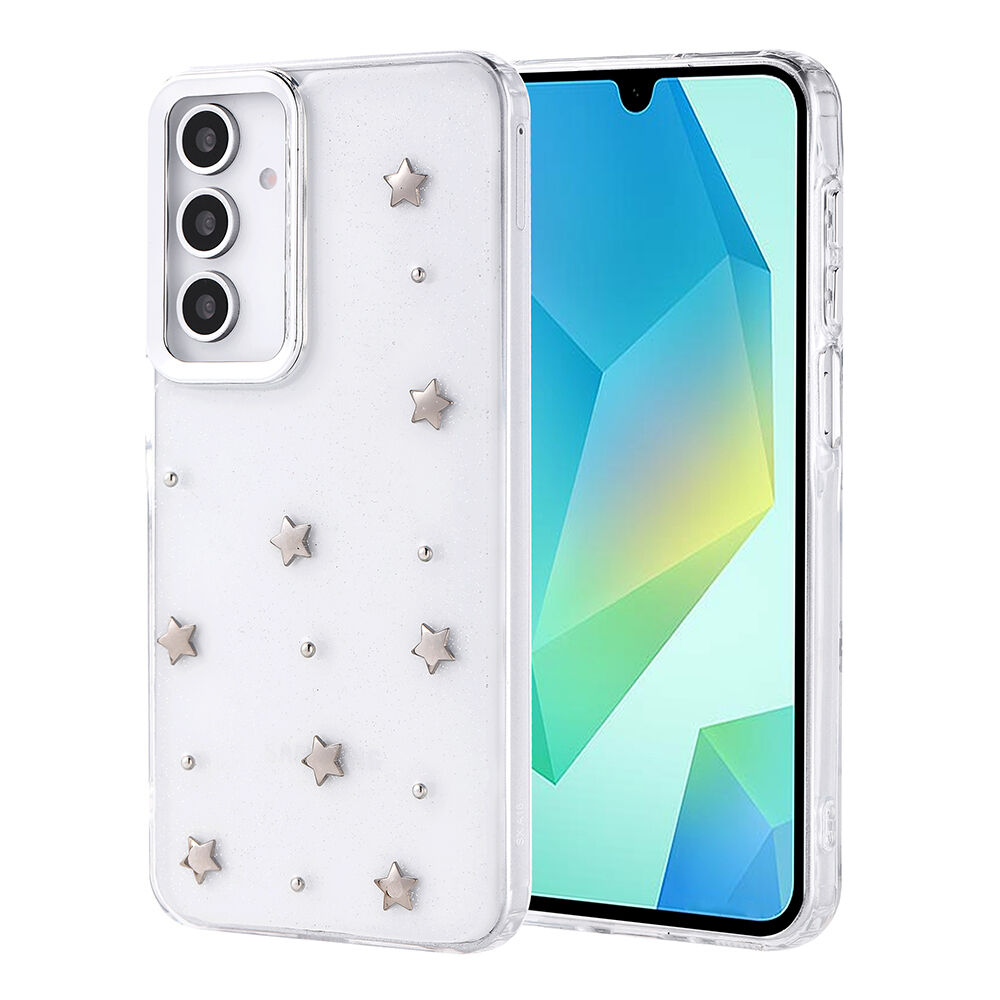 Samsung Galaxy A16 Kılıf Airbag Tasarımlı Simli Şeffaf Kutup Kapak Yıldız