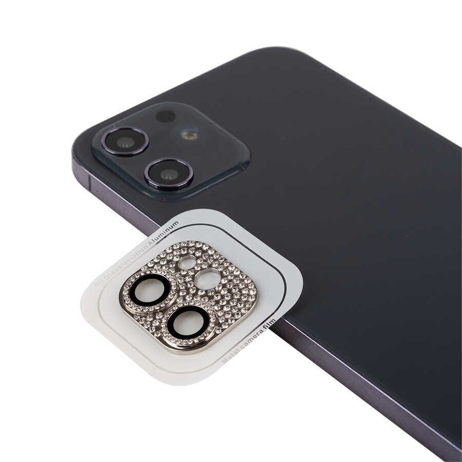 iPhone 12 CL-08 Kamera Lens Koruyucu Gümüş