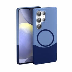 Samsung Galaxy S24 Ultra Kablosuz Şarj Destekli Kılıf Mıknatıslı Duble Kapak Gri