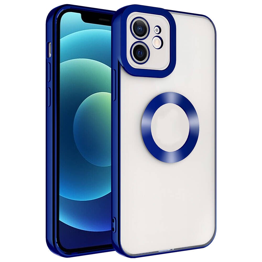 iPhone 11 Kılıf Kamera Korumalı Logo Gösteren Omega Kapak Lacivert