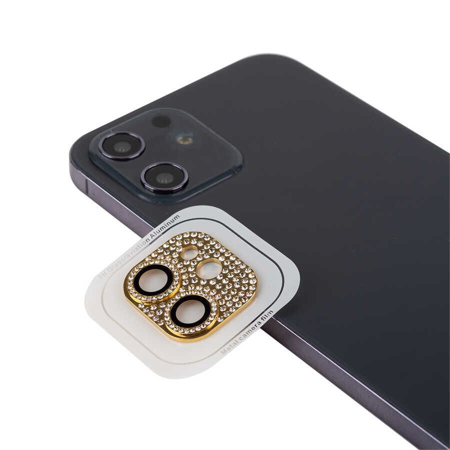iPhone 12 CL-08 Kamera Lens Koruyucu Gold