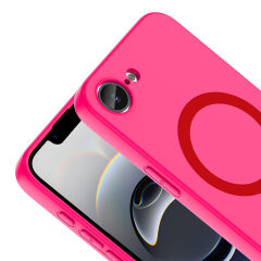 iPhone 16E Kılıf M-Safe Şarj Özellikli Kamera Korumali Premium Soft Aris Silikon Kapak Koyu Pembe