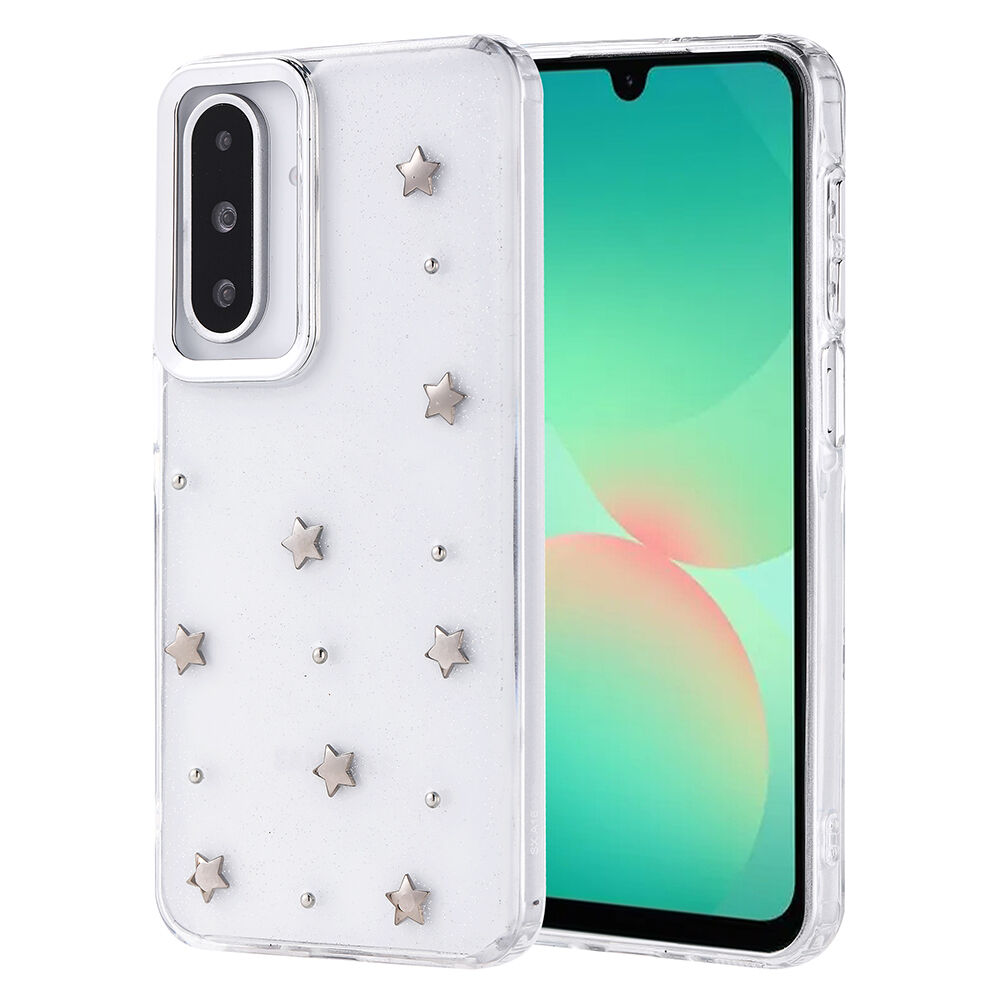 Samsung Galaxy A26 Kılıf Airbag Tasarımlı Simli Şeffaf Kutup Kapak Yıldız