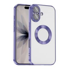 iPhone 17 Kılıf Logo Gösteren Parlak Kenarlı Kamera Lens Korumalı Şeffaf Omega Silikon Kapak