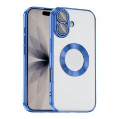 iPhone 17 Kılıf Logo Gösteren Parlak Kenarlı Kamera Lens Korumalı Şeffaf Omega Silikon Kapak