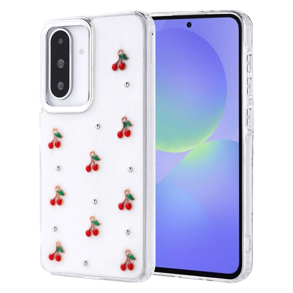 Samsung Galaxy A36 Kılıf Airbag Tasarımlı Simli Şeffaf Kutup Kapak Kiraz