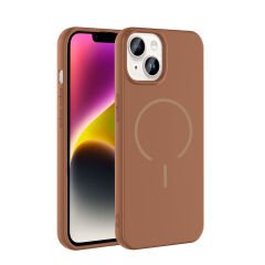 iPhone 14 Kılıf Meta Lansman M-Safe Kamera Korumalı içi Kadife Yumuşak Renkli Süet Silikon